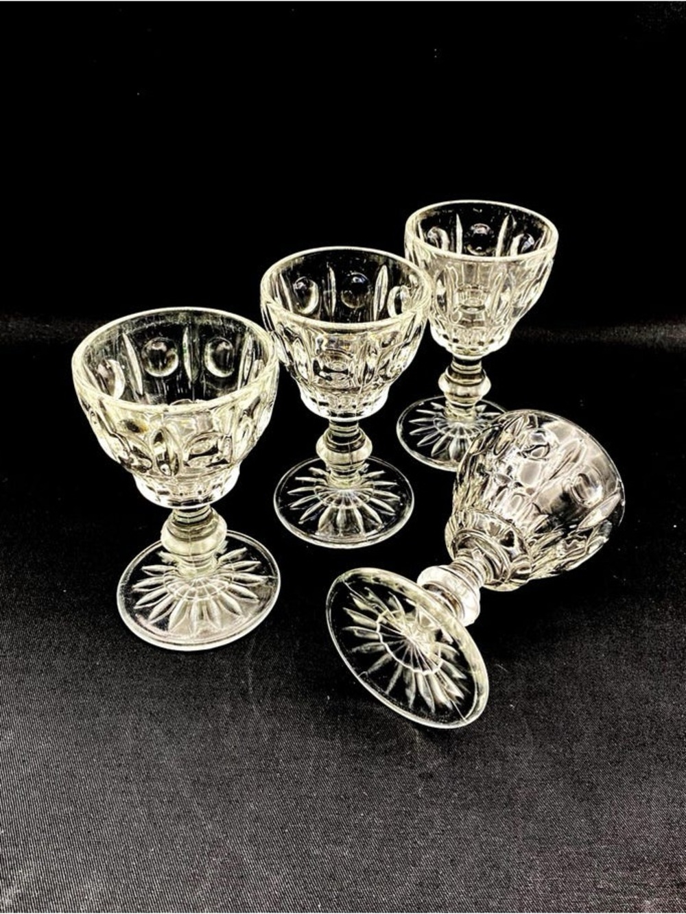 Vintage Colony Classique Thumbprint Cordial Glasses Set of 4 1960s